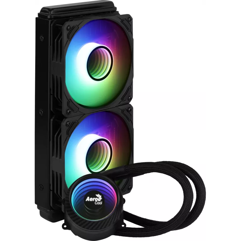Aerocool PGS Mirage L240 ARGB CPU-Flüssigkeitskühler, 2300 U/min, 4-polig, Schwarz
