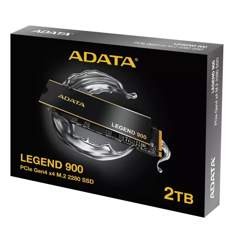 ADATA LEGEND 900 SLEG-900-2TCS M.2 2280 NVMe SSD, 2 TB, PCIe 4.0 x4, NVMe 1.4, 7000/5400 MB/s, schwarz/gold