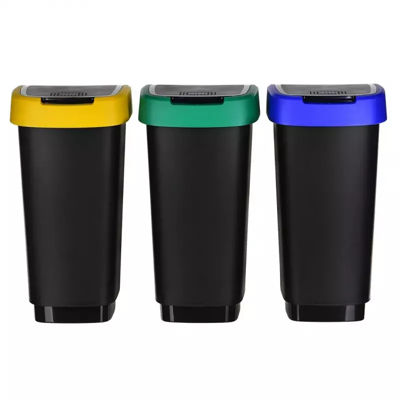 Rotho Twist 1045899999 Mülleimer-Set, 3 x 25 l, Kunststoff