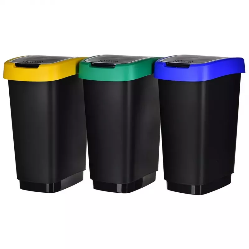 Rotho Twist 1045899999 Mülleimer-Set, 3 x 25 l, Kunststoff