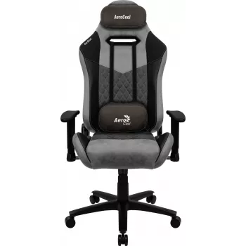 Gaming-Stuhl AEROCOOL DUKE AeroSuede Schwarz/Grau – 2D-Armlehnen, Butterfly-Mechanismus, max. Nutzergewicht 150 kg