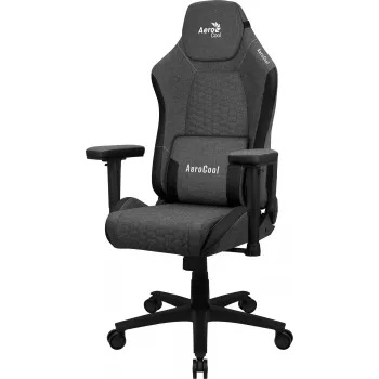 Universal-Gaming-Stuhl AEROCOOL CROWNASHBK — schwarze gepolsterte Sitzfläche und Rückenlehne, 2D-Armlehnen, Gasdruckfeder Klasse 4, max. Gewicht 150 kg