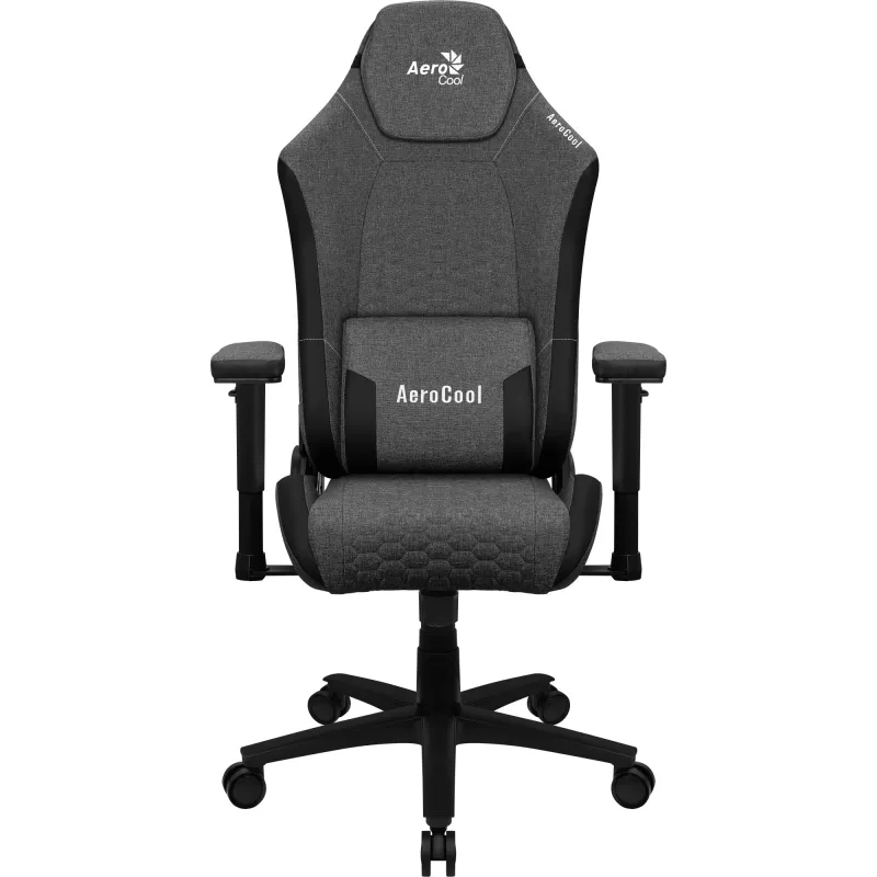 Aerocool CROWN AeroWeave CROWNASHBK ergonomischer Gaming-Stuhl, gepolsterter Sitz, verstellbare Kissen, Ash Black