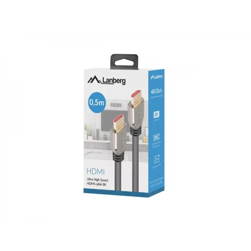 LANBERG HDMI-Kabel – M/m v2.1 8k 60hz – 0,5 m Schwarz