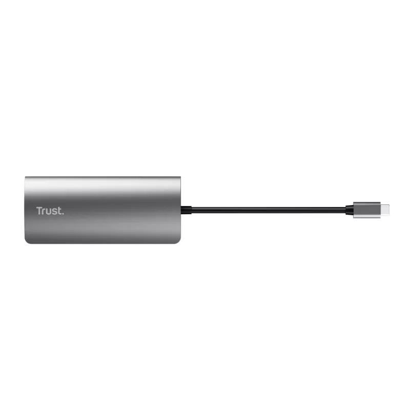 Trust Dalyx 23775 7-in-1-USB-C-Multiport-Adapter, USB-C 3.2, HDMI, RJ-45 Gigabit-Ethernet, SD-/microSD-Kartenleser, silber