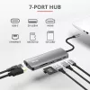 Trust Dalyx 23775 7-in-1-USB-C-Multiport-Adapter, USB-C 3.2, HDMI, RJ-45 Gigabit-Ethernet, SD-/microSD-Kartenleser, silber