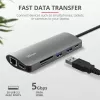 Trust Dalyx 23775 7-in-1-USB-C-Multiport-Adapter, USB-C 3.2, HDMI, RJ-45 Gigabit-Ethernet, SD-/microSD-Kartenleser, silber