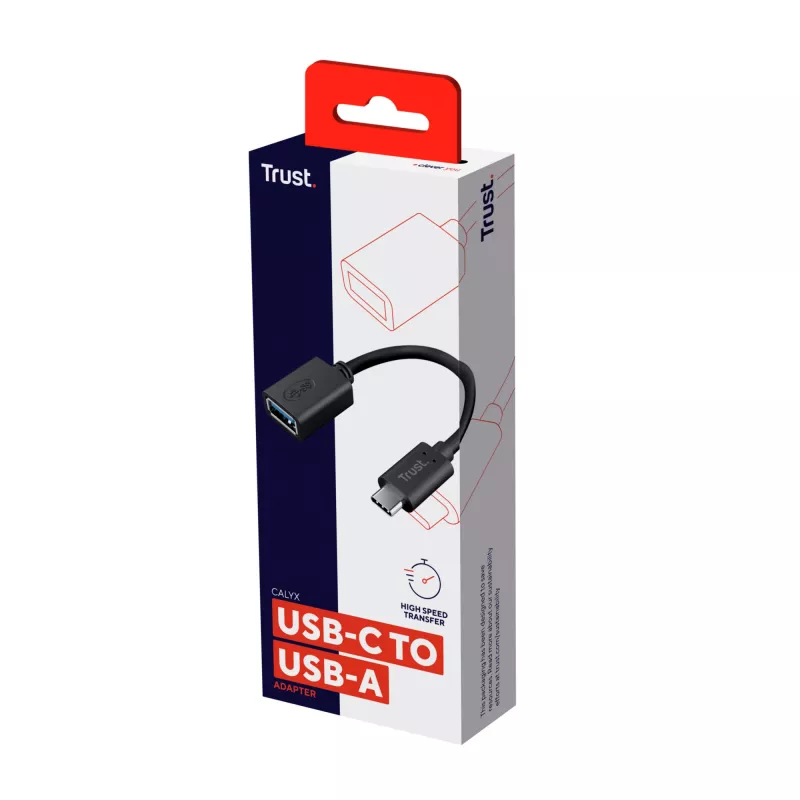 Trust Calyx 20967 USB-C-(Stecker)-auf-USB-A-(Buchse)-Adapter, USB 3.1 Gen 1, schwarz