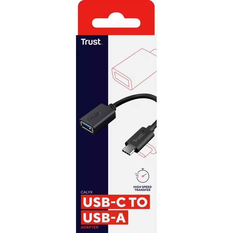 Trust Calyx 20967 USB-C-(Stecker)-auf-USB-A-(Buchse)-Adapter, USB 3.1 Gen 1, schwarz