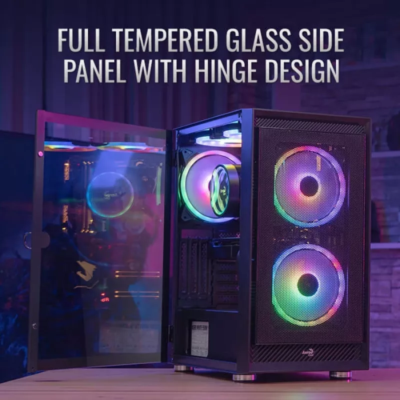 Aerocool PGS Graphite-G-BK-v2 FRGB Midi-Tower PC-Gehäuse, ATX, Schwarz