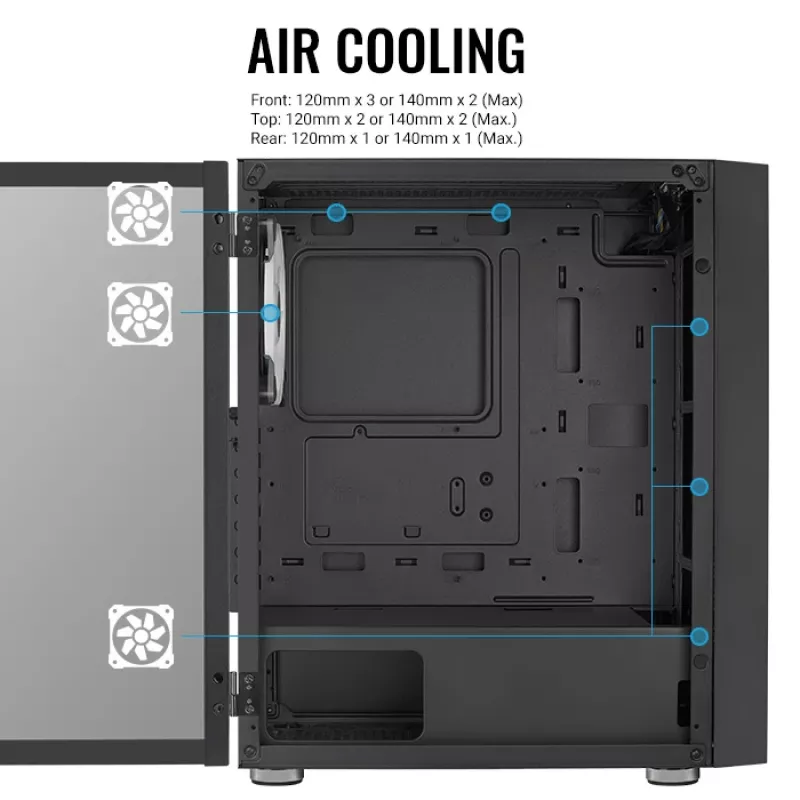 Aerocool PGS Graphite-G-BK-v2 FRGB Midi-Tower PC-Gehäuse, ATX, Schwarz