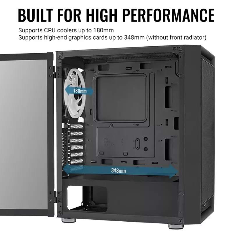 Aerocool PGS Graphite-G-BK-v2 FRGB Midi-Tower PC-Gehäuse, ATX, Schwarz