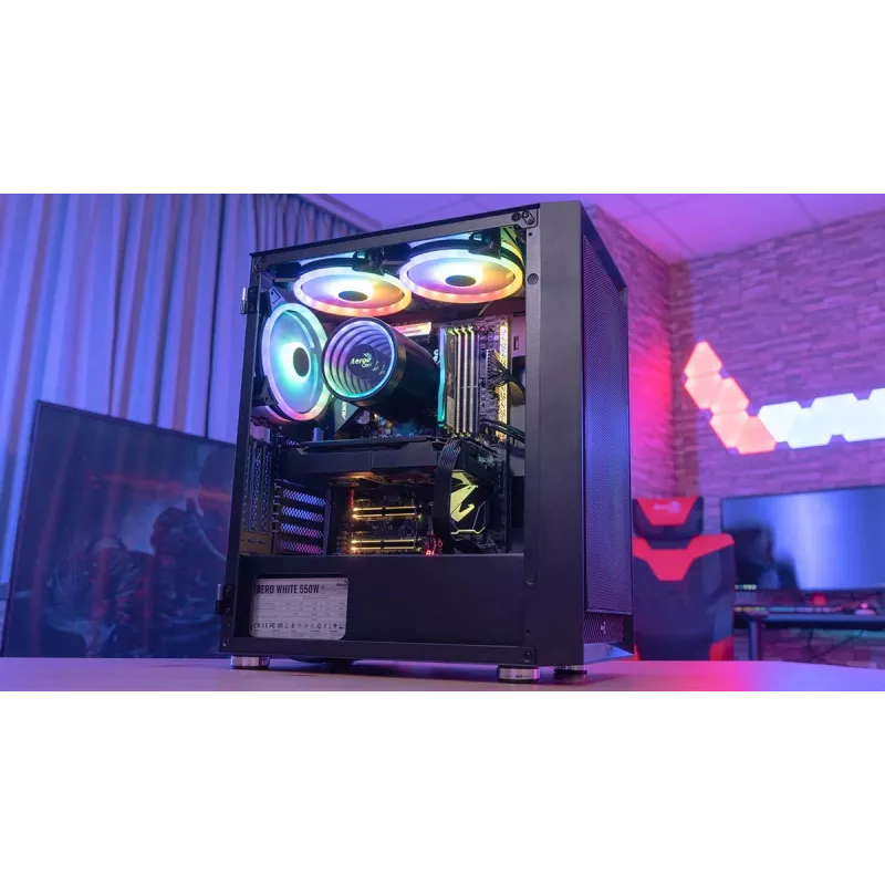 Aerocool PGS Graphite-G-BK-v2 FRGB Midi-Tower PC-Gehäuse, ATX, Schwarz