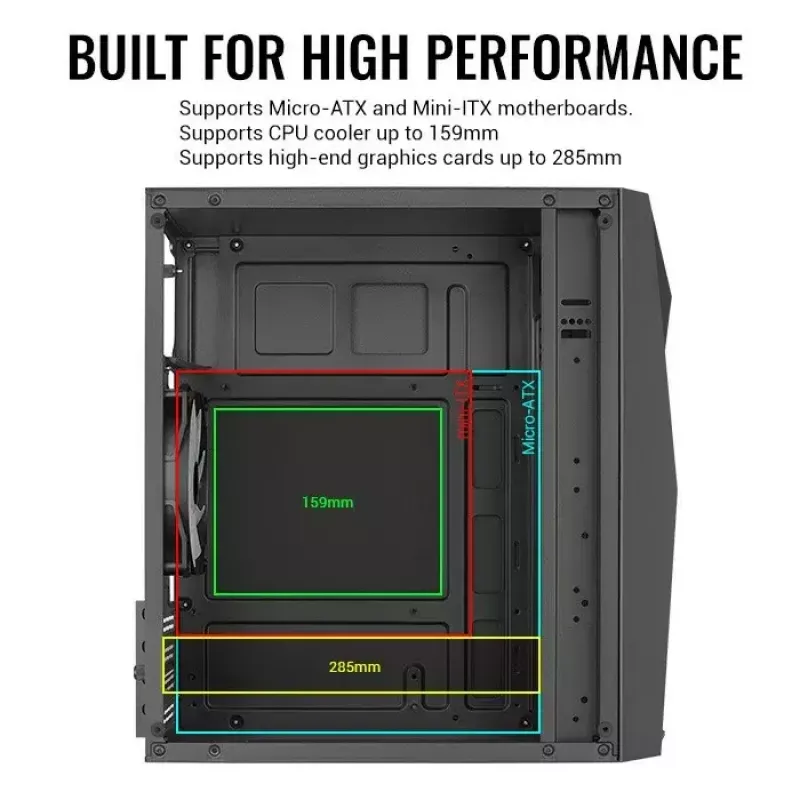 Aerocool PGS Raider Mini-G-BK-v3 PC-Gehäuse, Schwarz