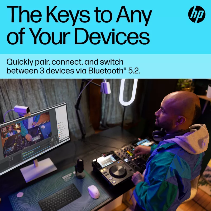 HP 350 Kompakte Multi-Device Bluetooth-Tastatur, kabellos, Bluetooth, mechanisch, QWERTY, Schwarz
