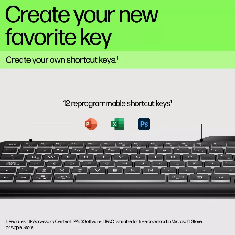 HP 400 Hintergrundbeleuchtete kabelgebundene Tastatur, Full-Size (100%), Kabel, USB, Mechanisch, QWERTY, Schwarz