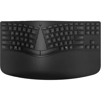 HP 965 Ergonomische kabellose Tastatur, Vollformat (100%), kabellos, RF Wireless + Bluetooth, Membrane, QWERTY, Schwarz