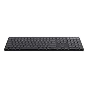 Trust Vaiya 25511 kabellose Multi-Device-Tastatur, USB-RF + Bluetooth, US-Layout, Ziffernblock, integrierter Akku, Schwarz