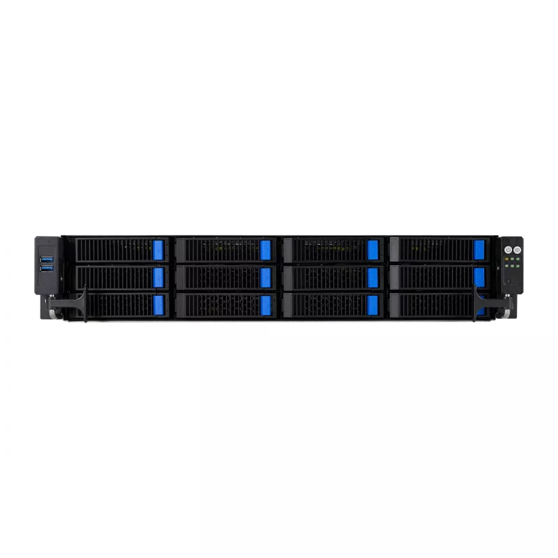 ASUS RS521A-E12-RS12U Socket SP5 Rack (2U) Schwarz, Silber