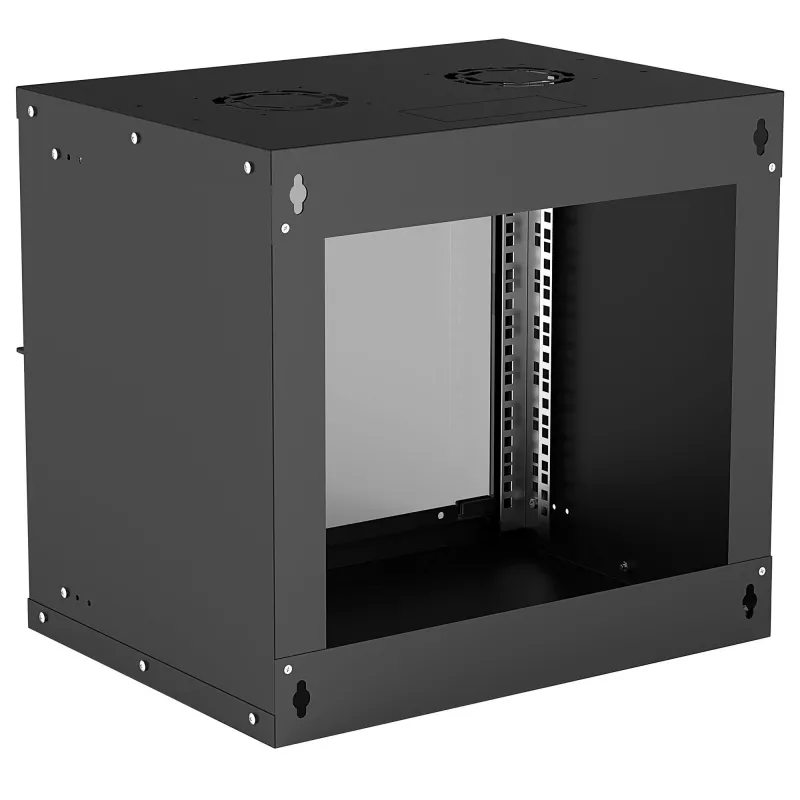 Intellinet 714174 19-Zoll-Wandverteiler 9U, 540×487×400 mm, abschließbare Glastür, max. 50 kg, Flatpack, schwarz