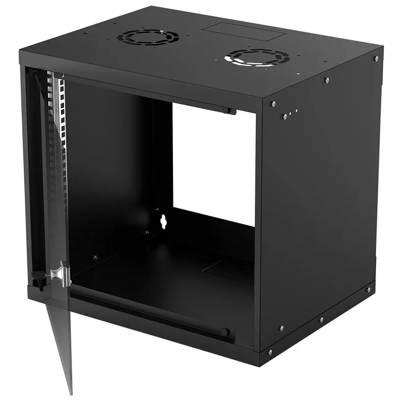 Intellinet 714174 19-Zoll-Wandverteiler 9U, 540×487×400 mm, abschließbare Glastür, max. 50 kg, Flatpack, schwarz