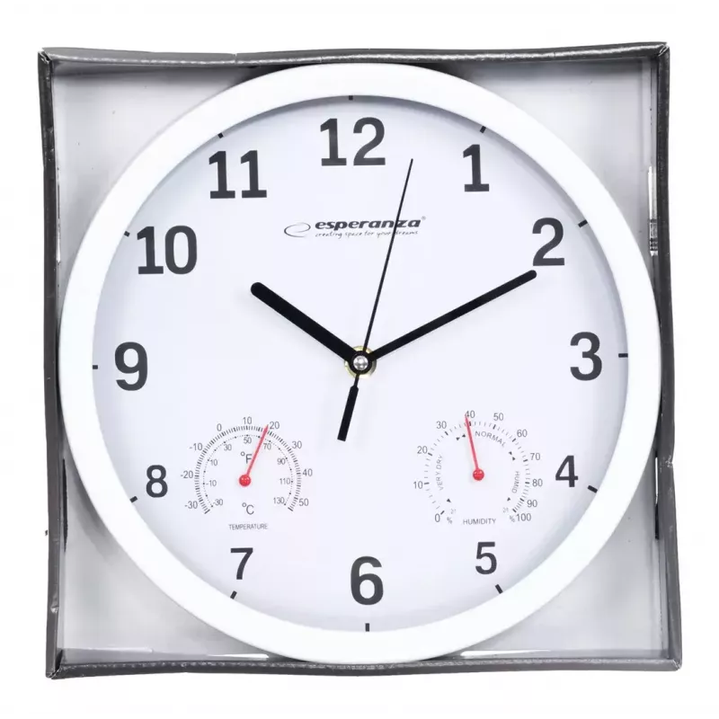 Esperanza Lyon EHC016K Quarz-Wanduhr, rund, schwarz