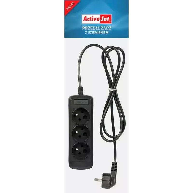 Activejet 3GNU-1.5M-C Steckdosenleiste mit Kabel, 1,5 m, schwarz
