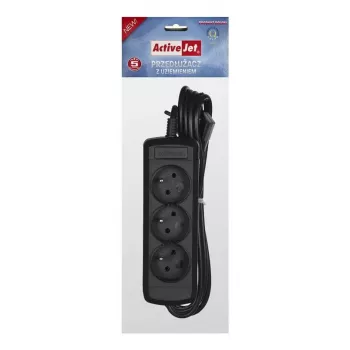 Steckdosenleiste ActiveJet 3GNU-1.5M-C — 3 Steckdosen, 1,5 m Kabel, 230 V, 10 A, schwarz