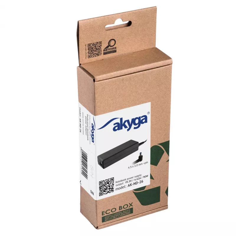 Akyga AK-ND-26 Laptop-Netzteil für HP, 90 W, 19,5 V, 4,62 A, 4,5 x 3,0 mm + Pin