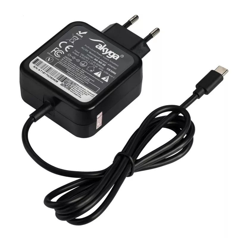 Akyga AK-ND-60 USB-C-Notebook-Netzteil 45 W, Power Delivery, 5–20 V, 1,2 m