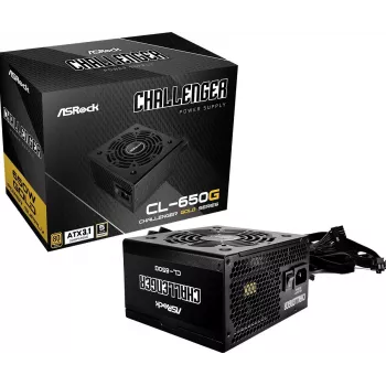 Netzteil ASROCK CL-650G Challenger 650 W 20+4 pin ATX 80 PLUS Gold, 120 mm Lüfter, schwarz