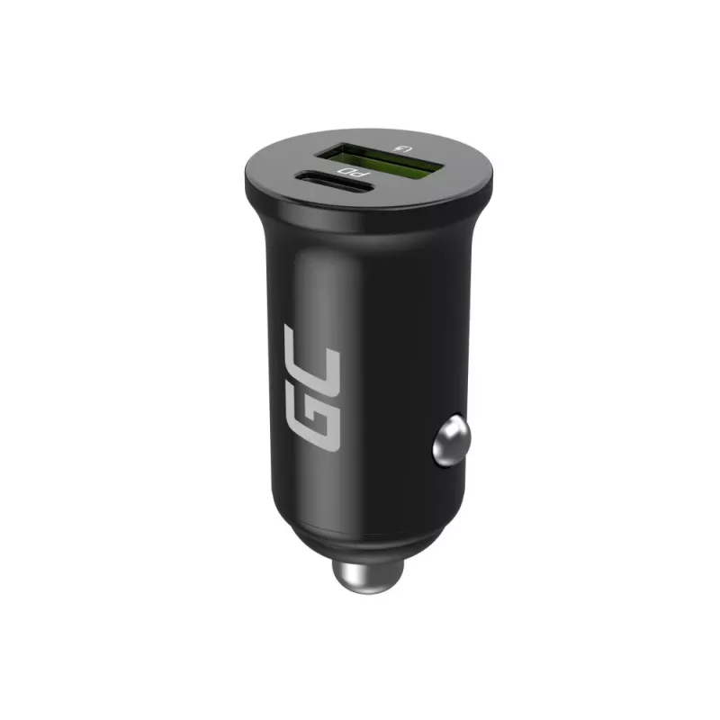 Auto-Ladegerät Green Cell CADM-GC-38AC 38W, 1x USB-C (PD 3.0) + 1x USB-A, Aluminiumgehäuse, schwarz