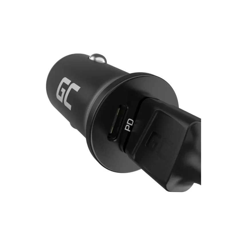 Auto-Ladegerät Green Cell CADM-GC-38AC 38W, 1x USB-C (PD 3.0) + 1x USB-A, Aluminiumgehäuse, schwarz