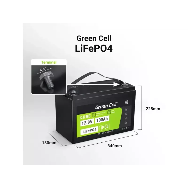 USV-Batterie Green Cell LFPGC12V100AH Lithium-Eisenphosphat 12,8V 100Ah