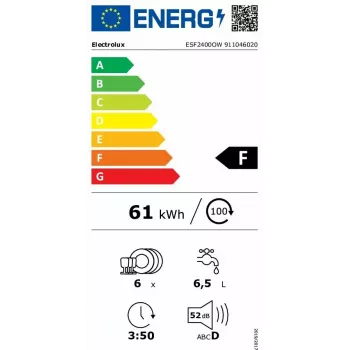 Electrolux ESF2400OW Tischgeschirrspüler 6 Maßgedecke