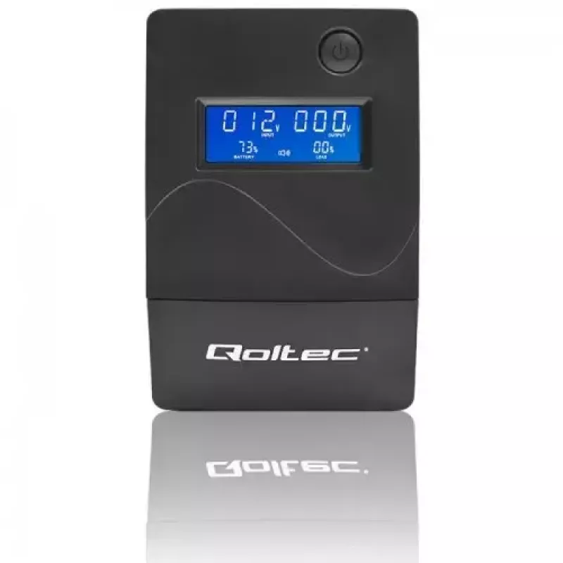 Qoltec Monolith 53979 USV, Line-Interactive, 850 VA / 480 W, 2 Schuko-Steckdosen, LCD, USB, RJ45