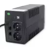 Qoltec Monolith 53979 USV, Line-Interactive, 850 VA / 480 W, 2 Schuko-Steckdosen, LCD, USB, RJ45