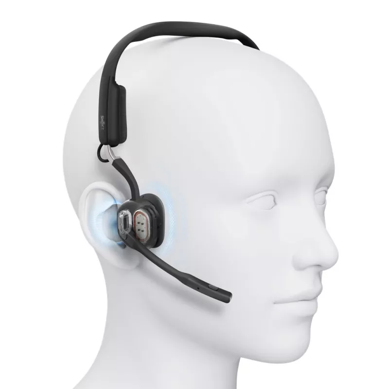 SHOKZ OpenMeet UC Kabelloser Bluetooth-Knochenleitungs-Videokonferenz-Headset mit USB-A-Adapter