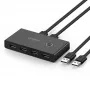 Ugreen 30767 USB-2.0-Switch-Box mit 4 Ports und 1,5 m USB-Kabeln, schwarz