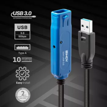 USB-Verlängerungskabel Lindy 10m Active Extension Pro