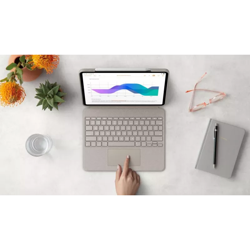 LOGITECH Combo Touch - Sand für iPad Pro 12.9 Zoll (5. Gen.) - US International QWERTY