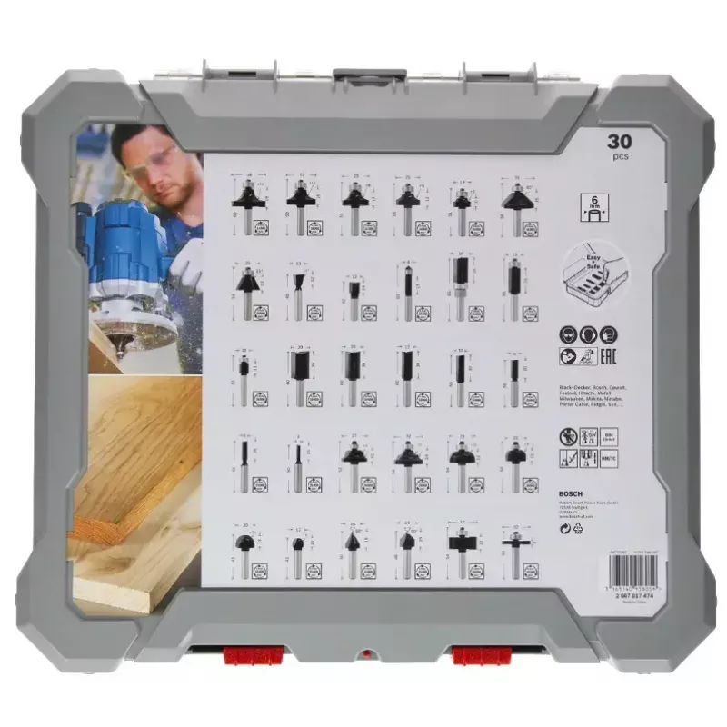 Bosch 2607017474 Fräser-Set, 30-teilig, 6 mm Schaft
