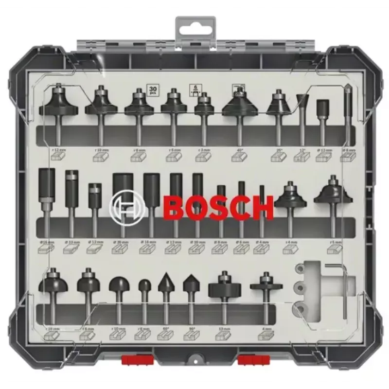 Bosch 2607017474 Fräser-Set, 30-teilig, 6 mm Schaft