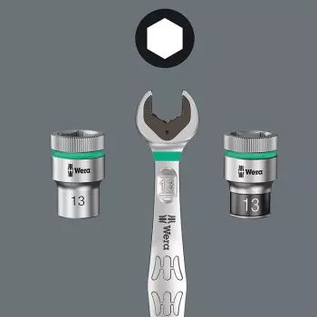Wera 05003765001 Joker Maulschlüssel 17x19 mm, Edelstahl, verchromt