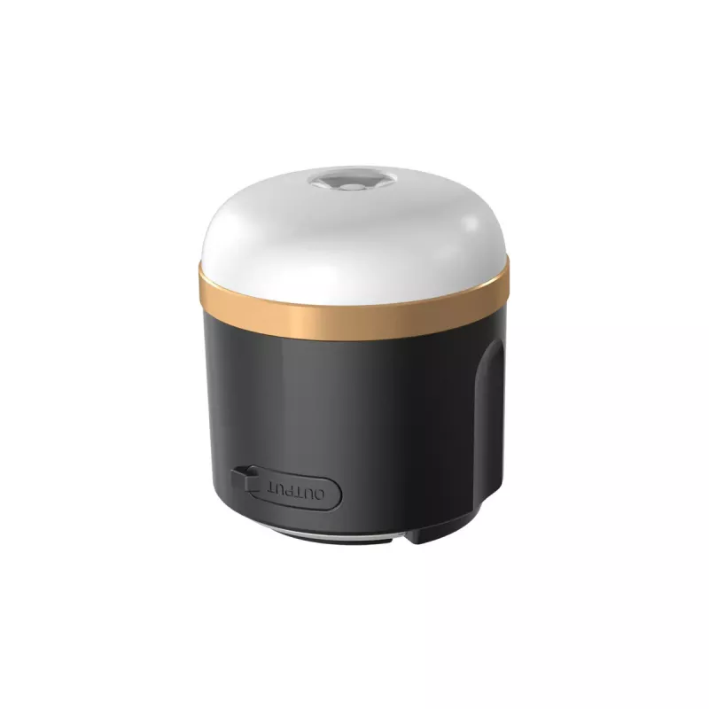 EcoFlow SCLI-B batteriebetriebene Campingleuchte, 400 lm, 3600 mAh, USB-C-Eingang, ABS+TPR-Gehäuse, IP54, Schwarz/Gold/Weiß