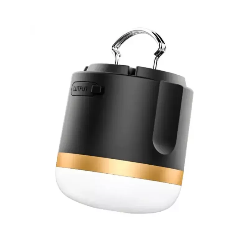 EcoFlow SCLI-B batteriebetriebene Campingleuchte, 400 lm, 3600 mAh, USB-C-Eingang, ABS+TPR-Gehäuse, IP54, Schwarz/Gold/Weiß
