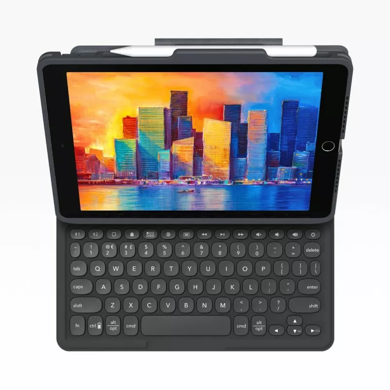 ZAGG Pro Keys kabelloses Tastatur-Case für iPad 10,9 (10. Gen.) / iPad 11 (A16) mit Apple Pencil-Halterung, UK-Layout, Schwarz/Grau