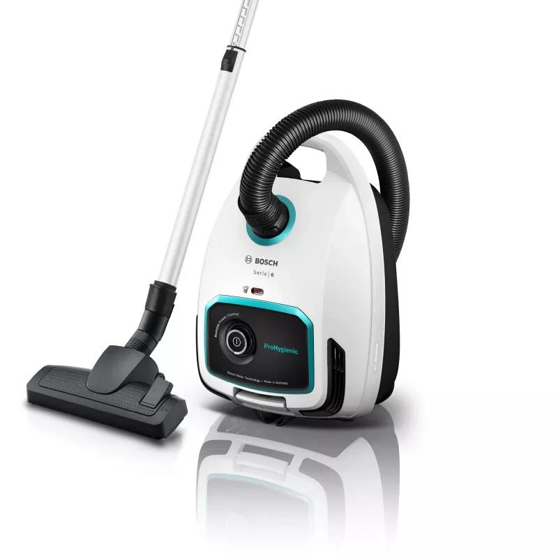 Bosch Serie 6 BGL6HYG1 ProHygienic Bodenstaubsauger, trocken, 600 W, Staubbeutel, 4 l, weiß