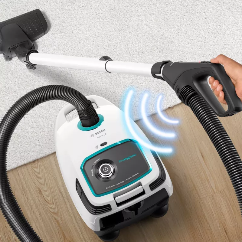 Bosch Serie 6 BGL6HYG1 ProHygienic Bodenstaubsauger, trocken, 600 W, Staubbeutel, 4 l, weiß