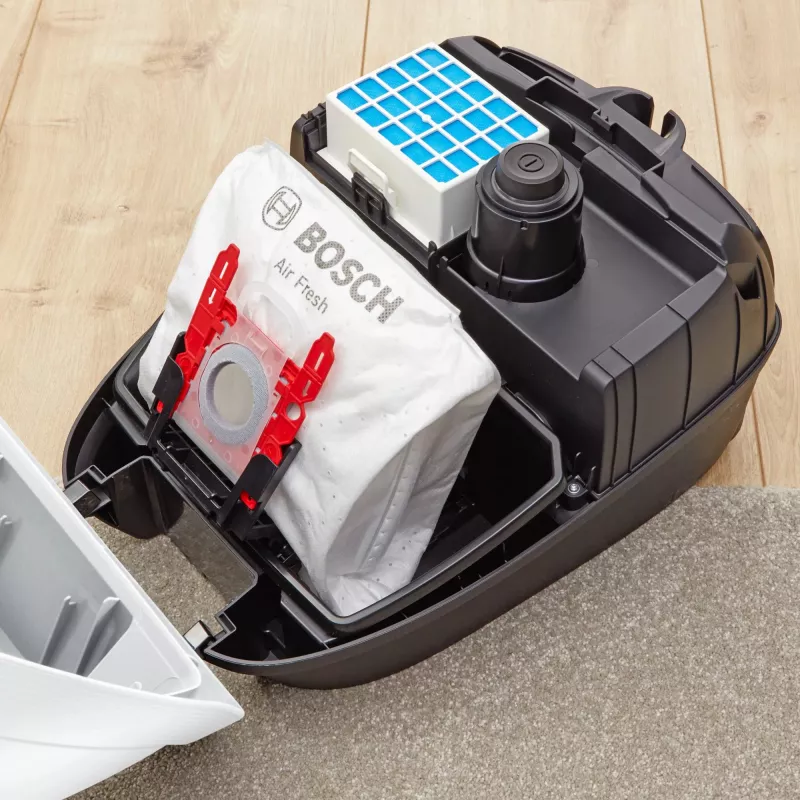 Bosch Serie 6 BGL6HYG1 ProHygienic Bodenstaubsauger, trocken, 600 W, Staubbeutel, 4 l, weiß